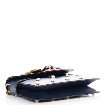 Gucci Nappa Pearl Studded Mini Queen Margaret Broadway Shoulder Bag Blue Agata 4 of 9