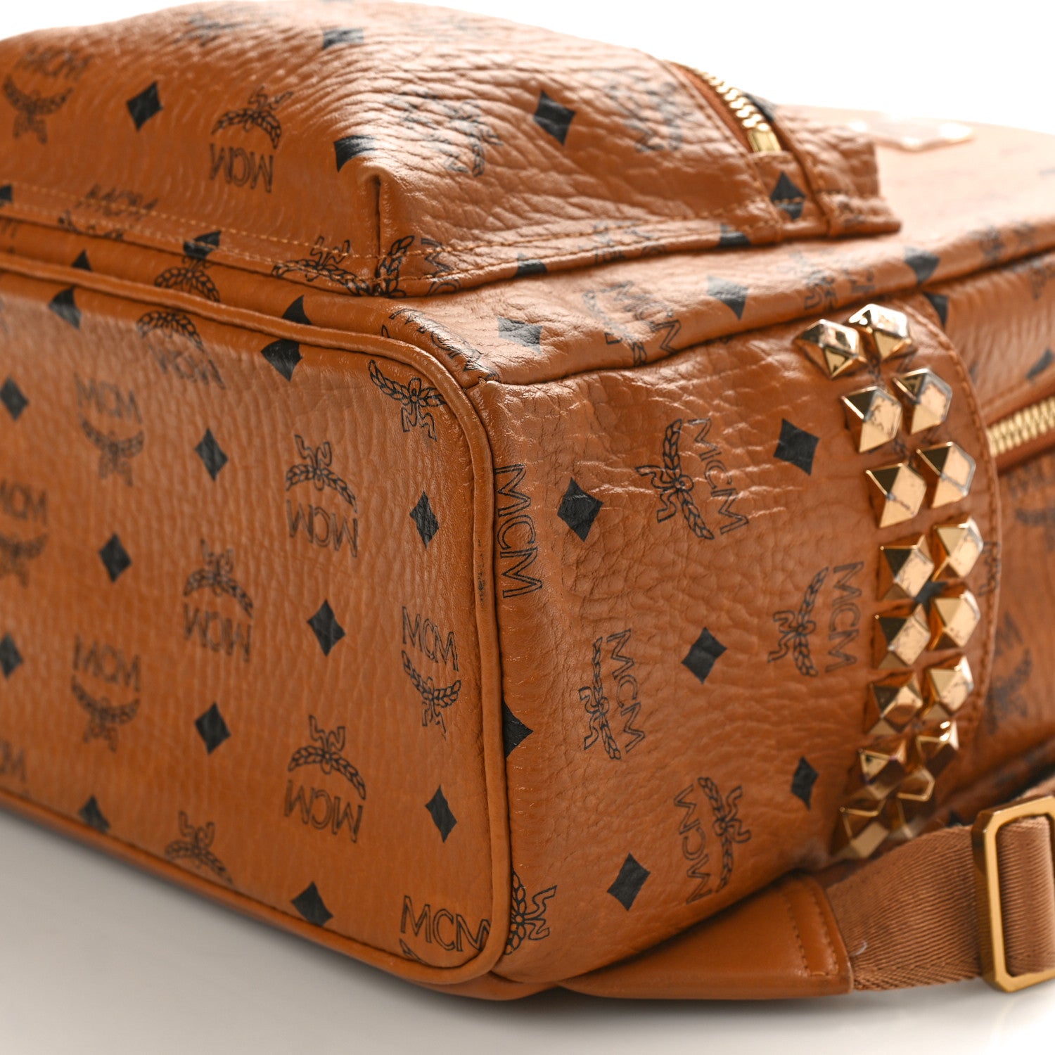 MCM Visetos Small Side Stud Stark Backpack Cognac 9 of 9