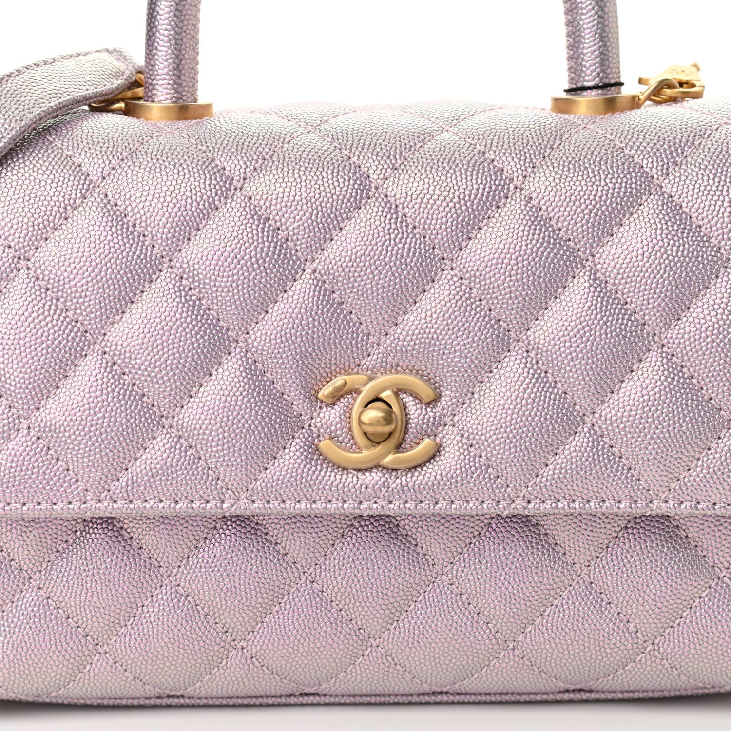 Chanel Metallic Caviar Quilted Mini Coco Handle Flap Light Pink 8 of 10