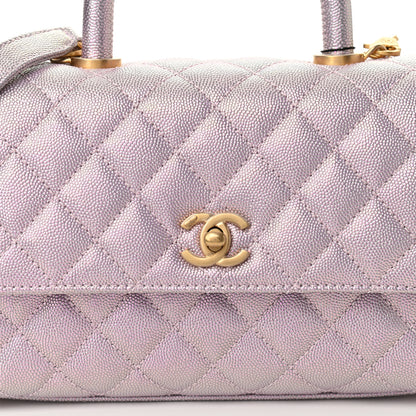Chanel Metallic Caviar Quilted Mini Coco Handle Flap Light Pink 8 of 10