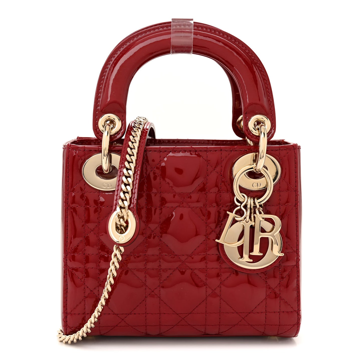 Patent Cannage Mini Lady Dior Red