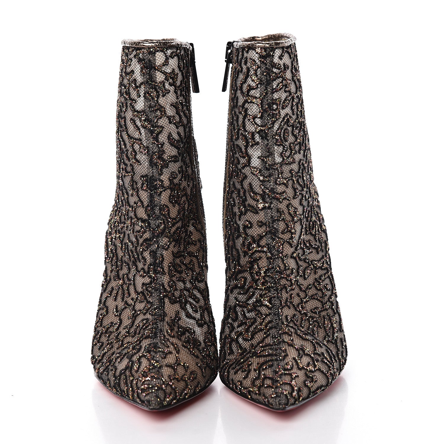 Christian Louboutin Mesh Glitter Nancy Bootie 100 Ankle Boots 36.5 Black 2 of 9