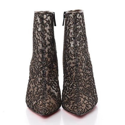 Christian Louboutin Mesh Glitter Nancy Bootie 100 Ankle Boots 36.5 Black 2 of 9