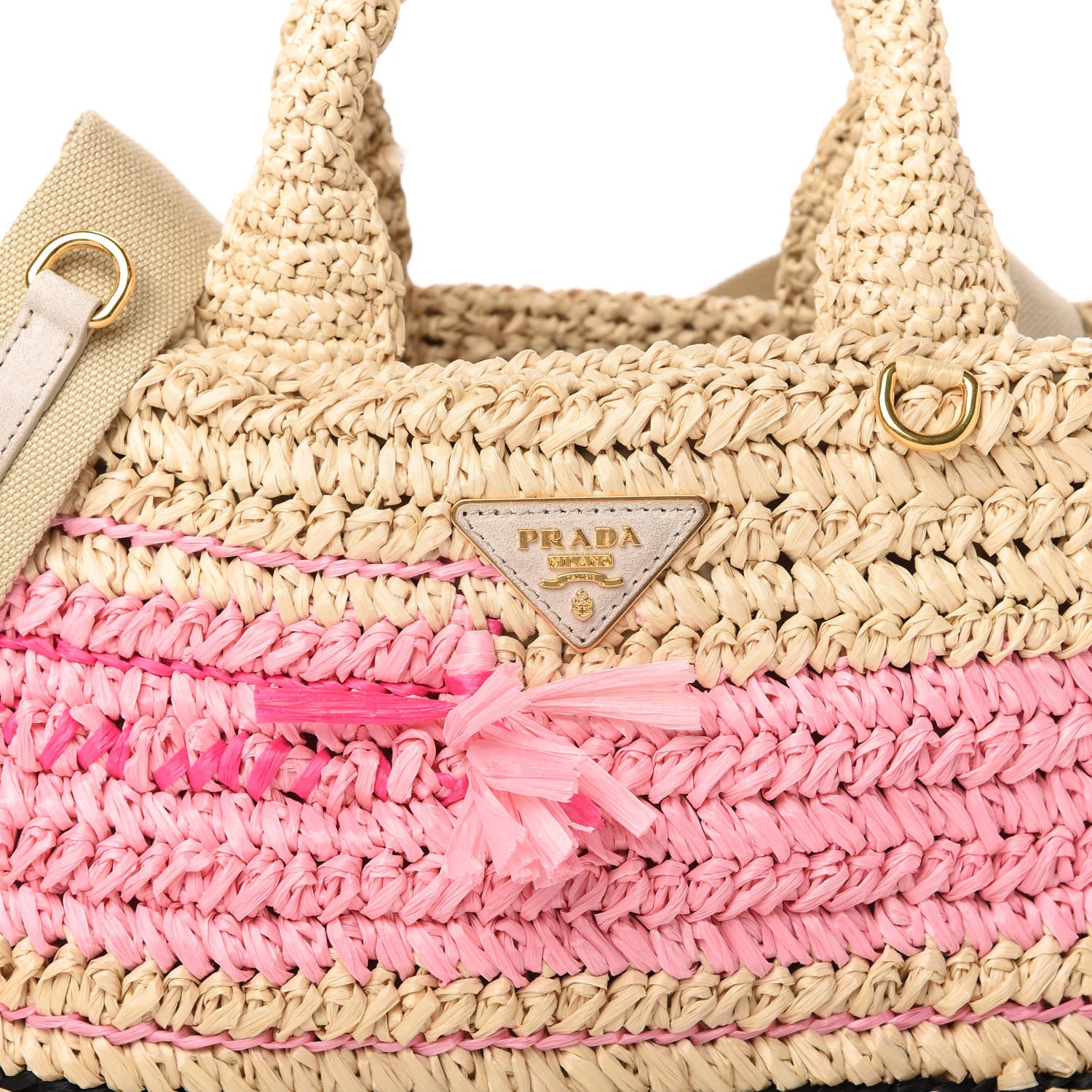Prada Raffia Woven Tote Naturale Rosa 10 of 10