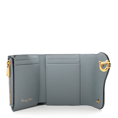 Christian Dior Goatskin Saddle Lotus Wallet Gray 5 of 6