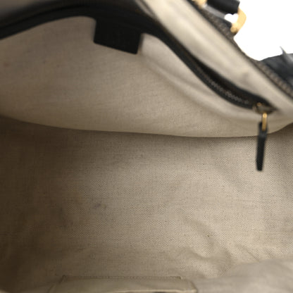 Gucci Suede Daino Textured Dollar Calfskin Web Medium Duffle Bag Black 5 of 10