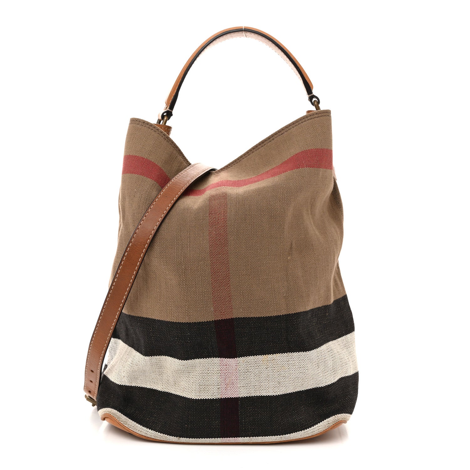 Burberry Canvas Mega Check Medium Ashby Hobo Saddle Brown 1 of 16