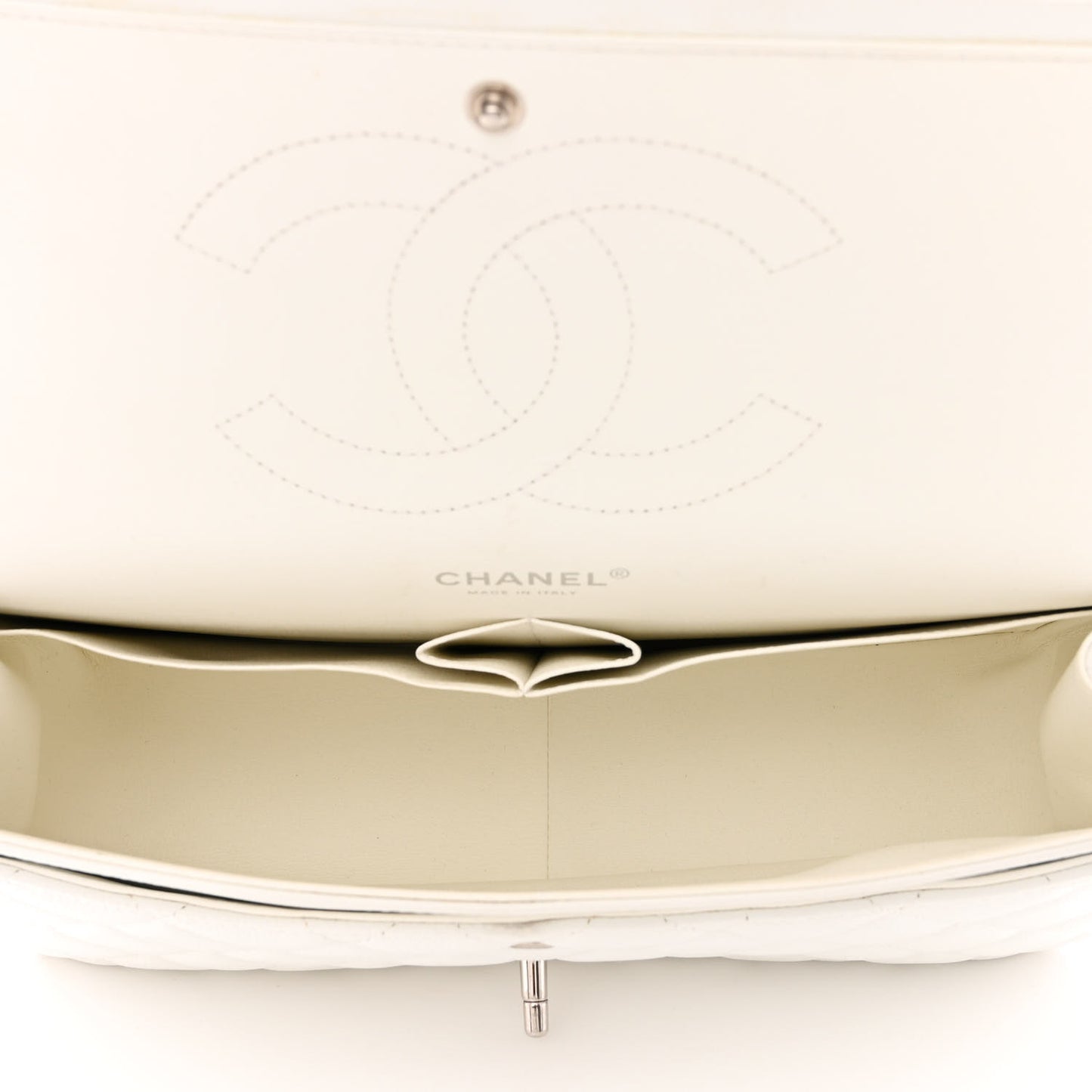 Caviar Quilted Jumbo Double Flap White