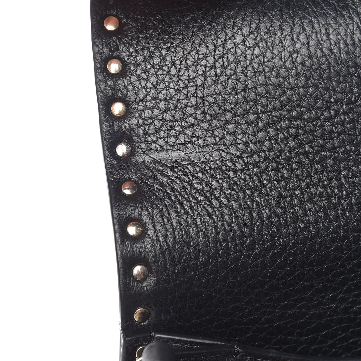 Pebbled Calfskin Medium Rockstud Flap Saddle Bag Black