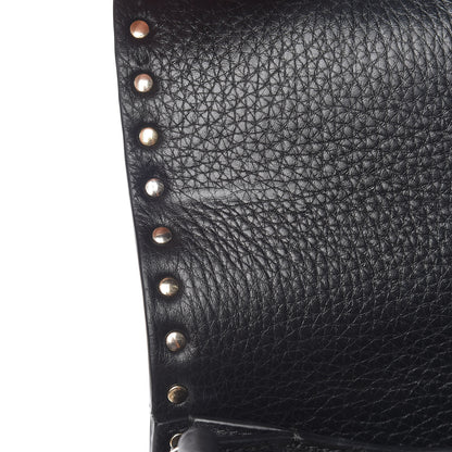 Valentino Garavani Pebbled Calfskin Medium Rockstud Flap Saddle Bag Black 11 of 14