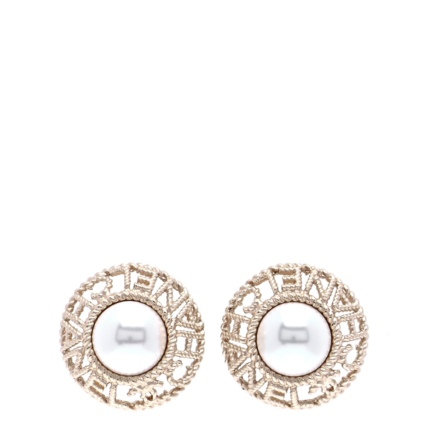 Pearl CC Round Rope Logo Earrings Gold