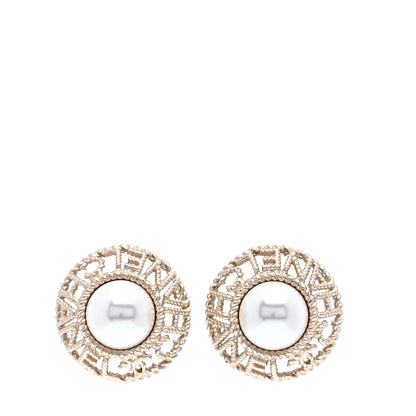 Chanel Pearl CC Round Rope Logo Earrings Gold 1 of 6