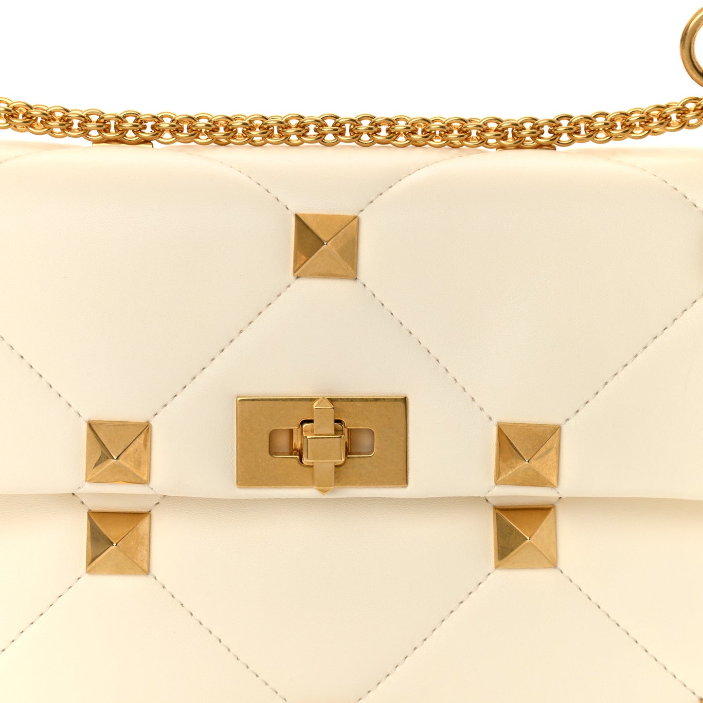 Nappa Large Roman Stud Shoulder Bag Ivory
