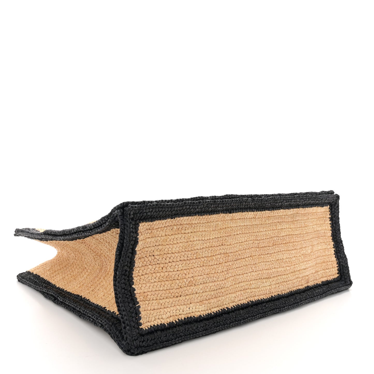 Raffia Calfskin Rive Gauche Tote Naturale Black