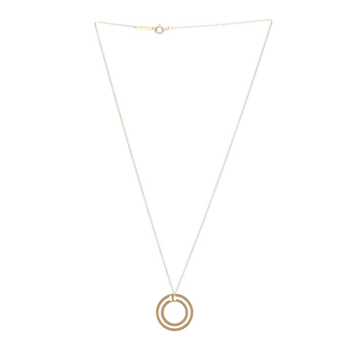 Tiffany 18K Yellow Gold T Circle Pendant Necklace 3 of 6