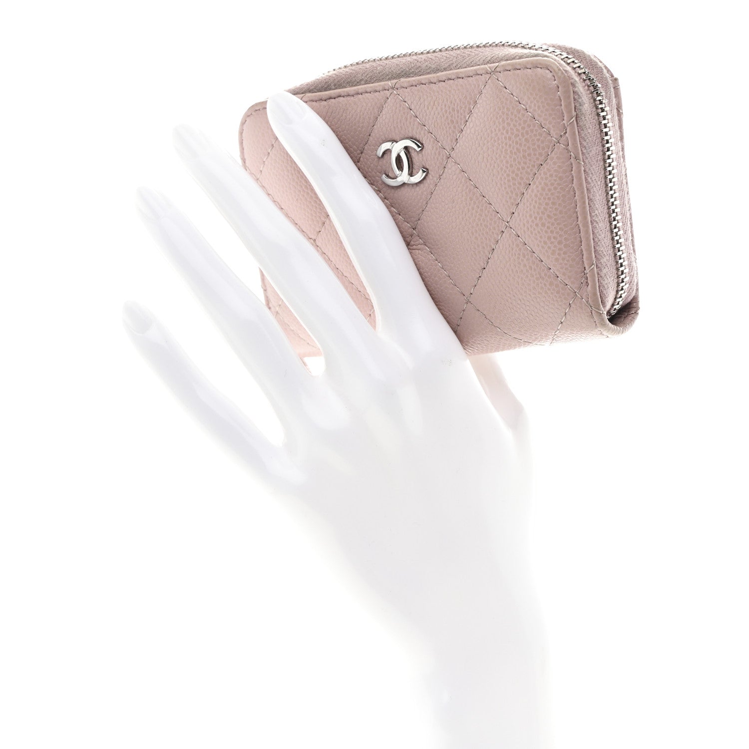 Chanel Caviar Quilted Zip Coin Purse Light Pink 2 of 8