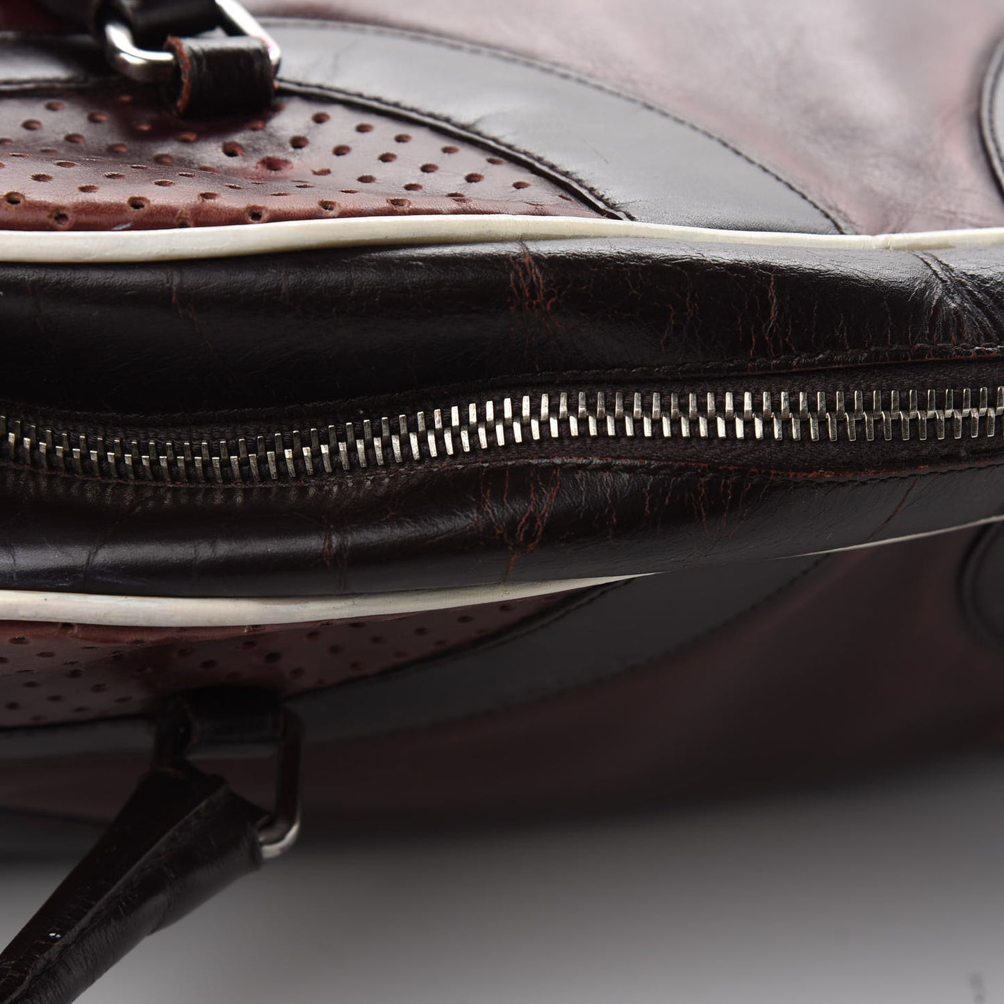 Vitello Drive Perforated Bowling Bag Brown
