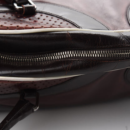 Prada Vitello Drive Perforated Bowling Bag Brown 8 of 12