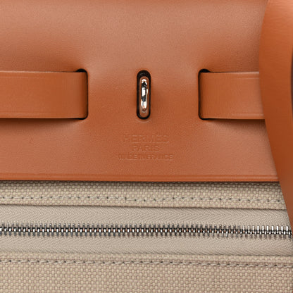 Hermes Military Toile Vache Hunter Herbag Zip 31 PM Beton Toffee 7 of 12