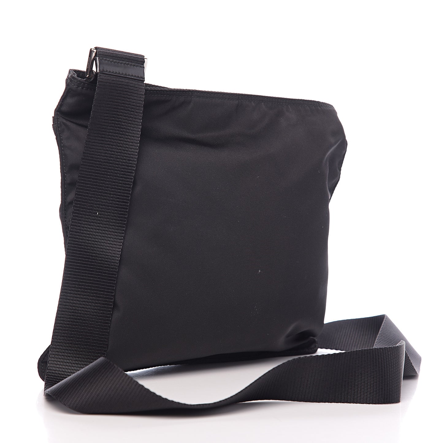 Nylon Flat Messenger Bag Black