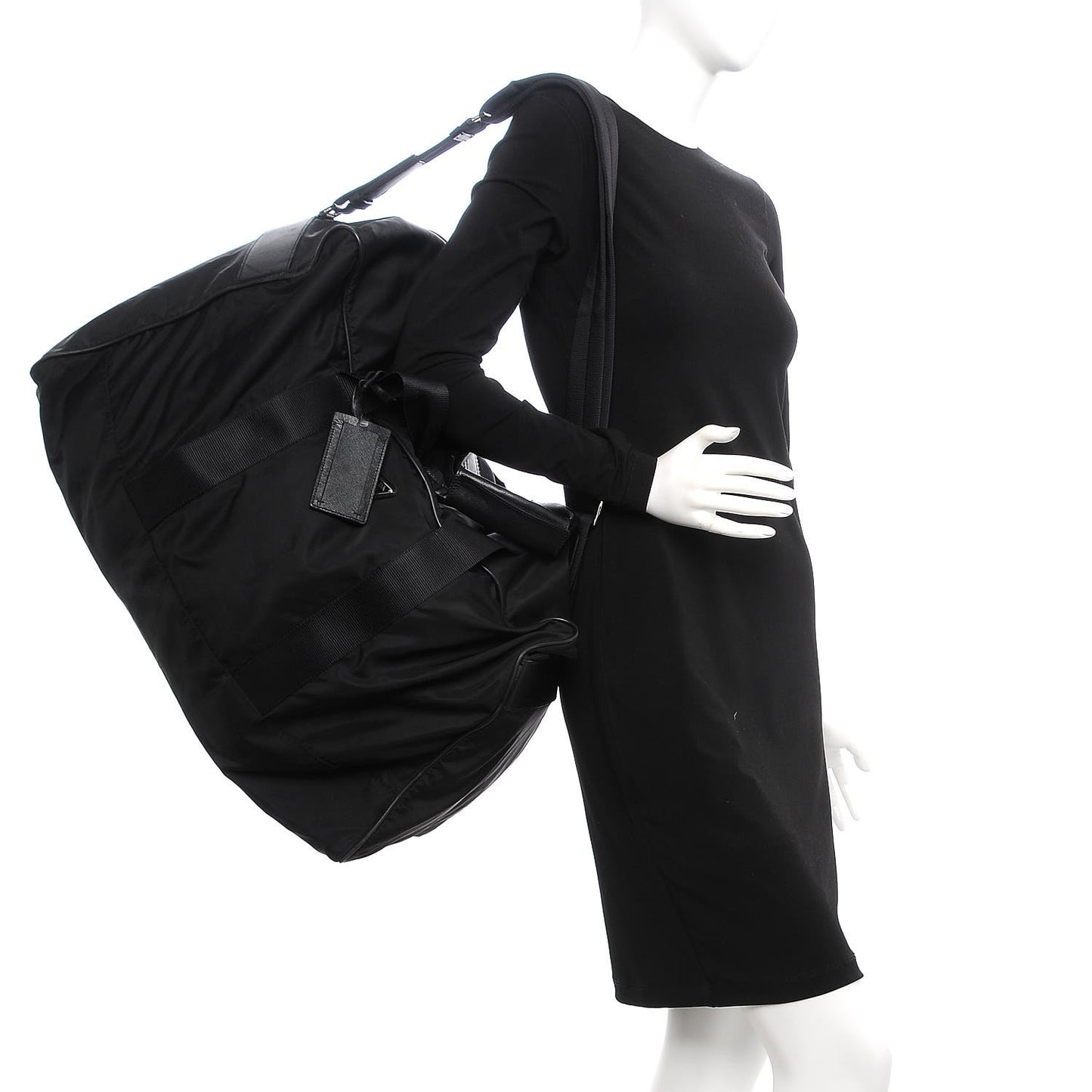 Tessuto Nylon Saffiano Viaggio Carry On Travel Bag Black