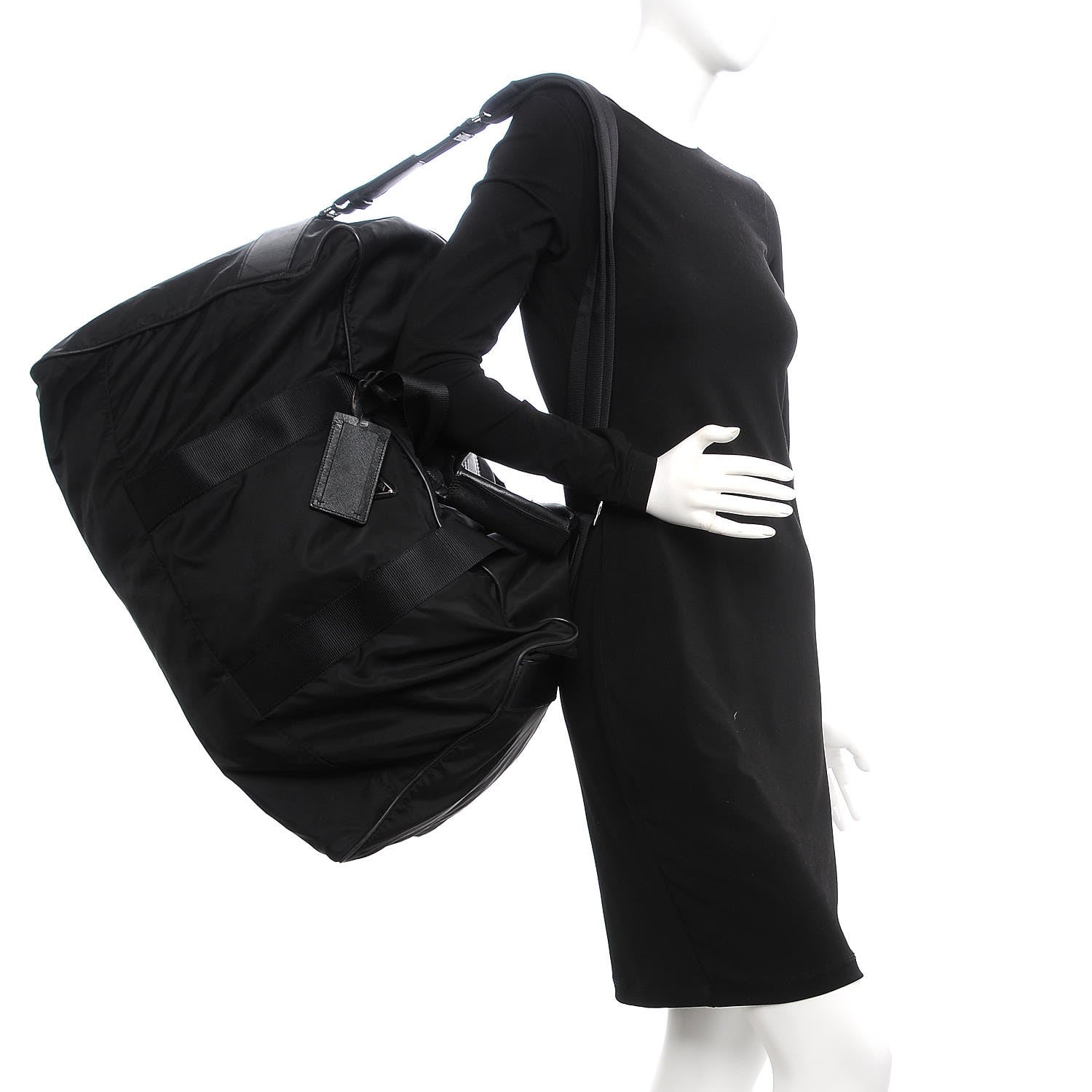 Prada Tessuto Nylon Saffiano Viaggio Carry On Travel Bag Black 3 of 17