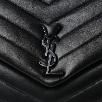 Saint Laurent Calfskin Y Quilted Monogram Monochrome Large Loulou Chain Satchel Black 9 of 11