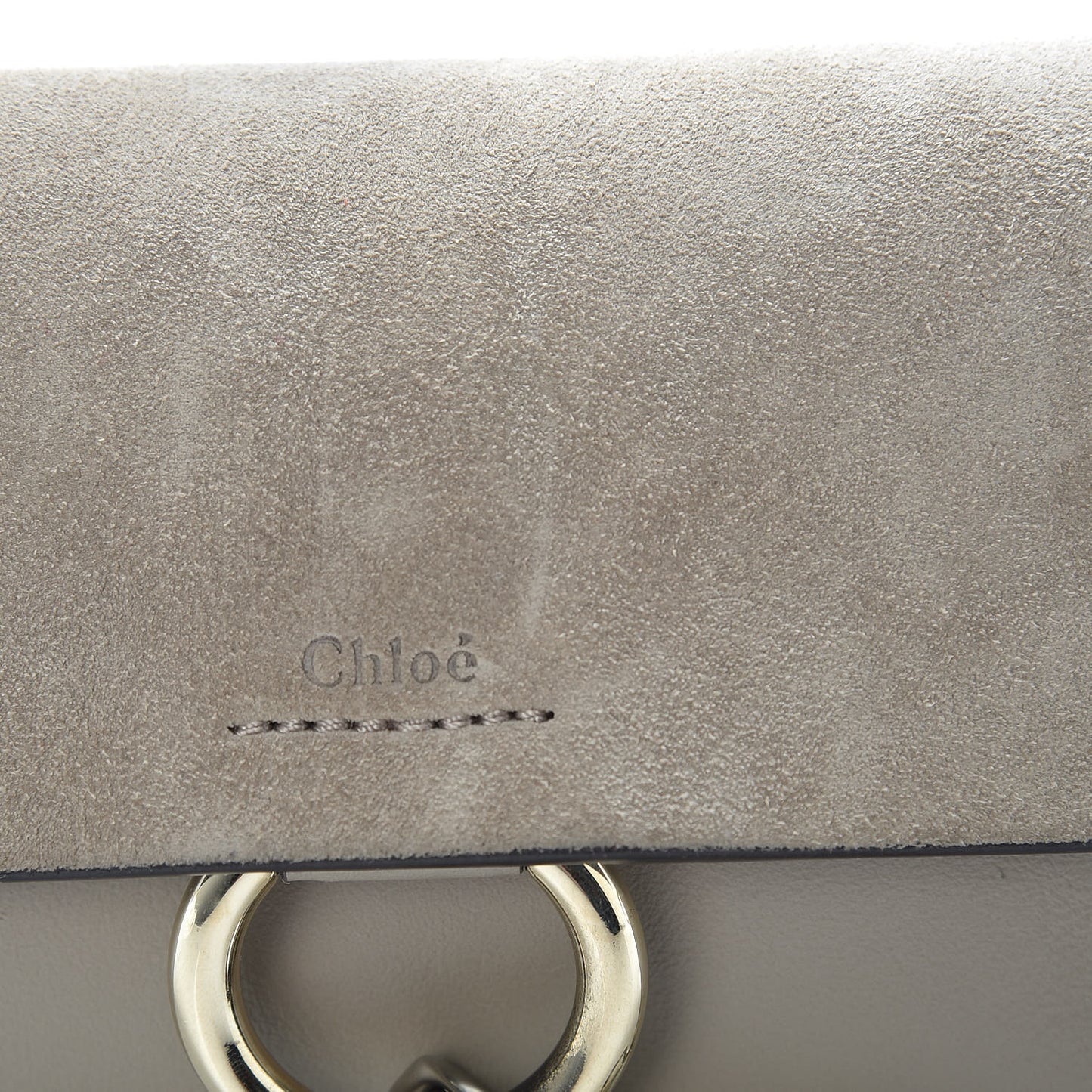 Suede Calfskin Mini Faye Shoulder Bag Motty Grey
