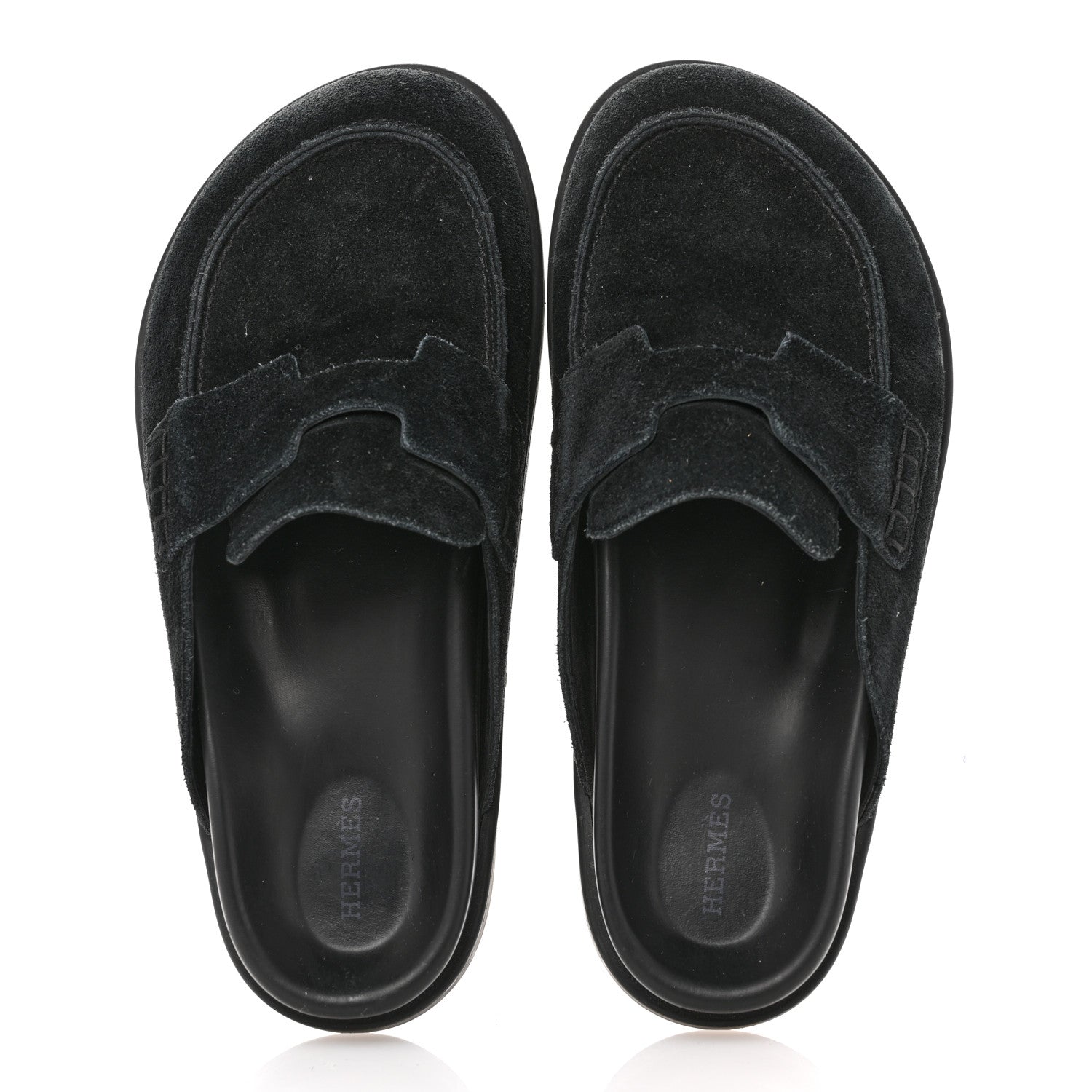 Hermes Suede Calfskin Go Mules 40 Black 2 of 14