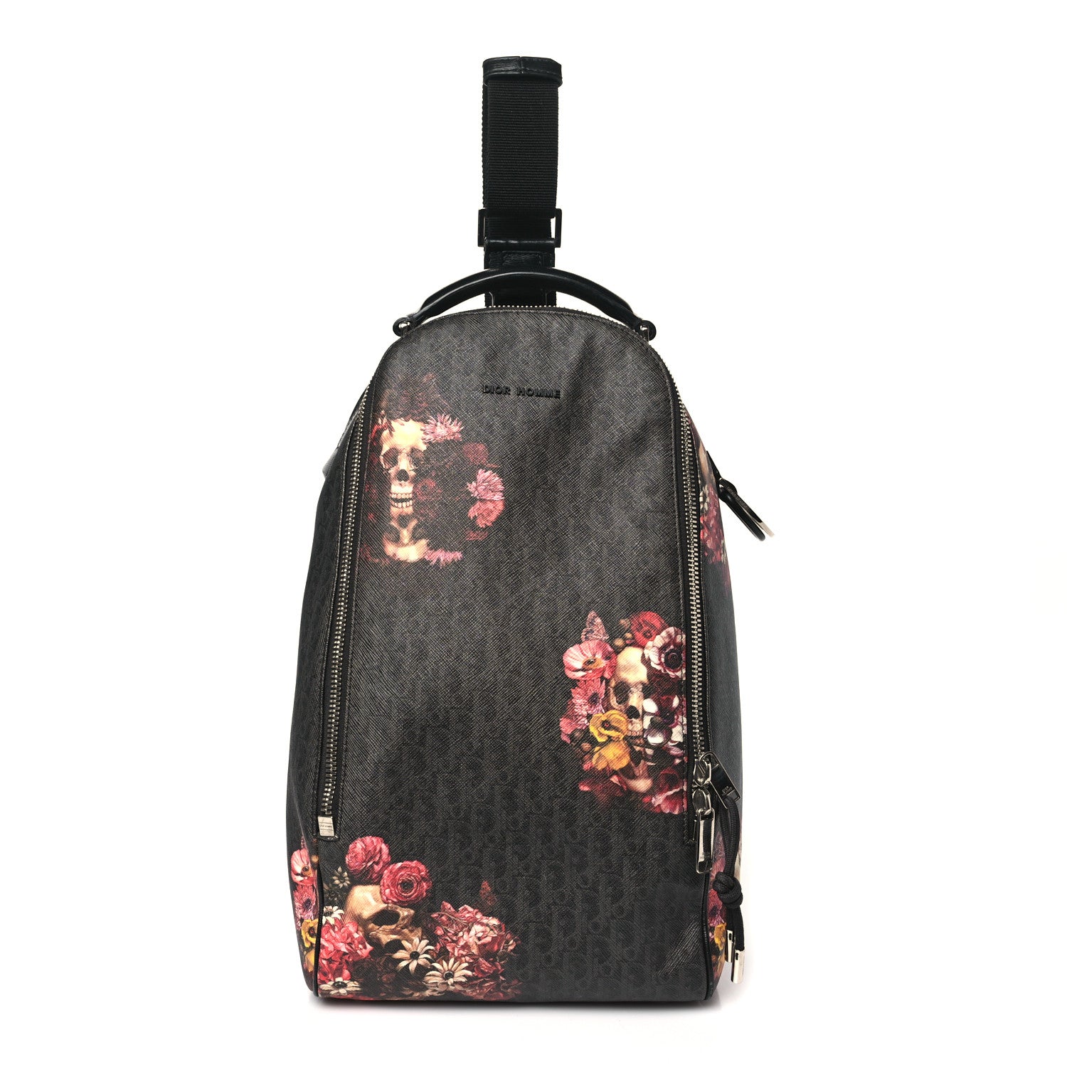 Christian Dior x Toru Kamei Coated Canvas Floral Skull Sling Backpack Grey Multicolor 1 of 10