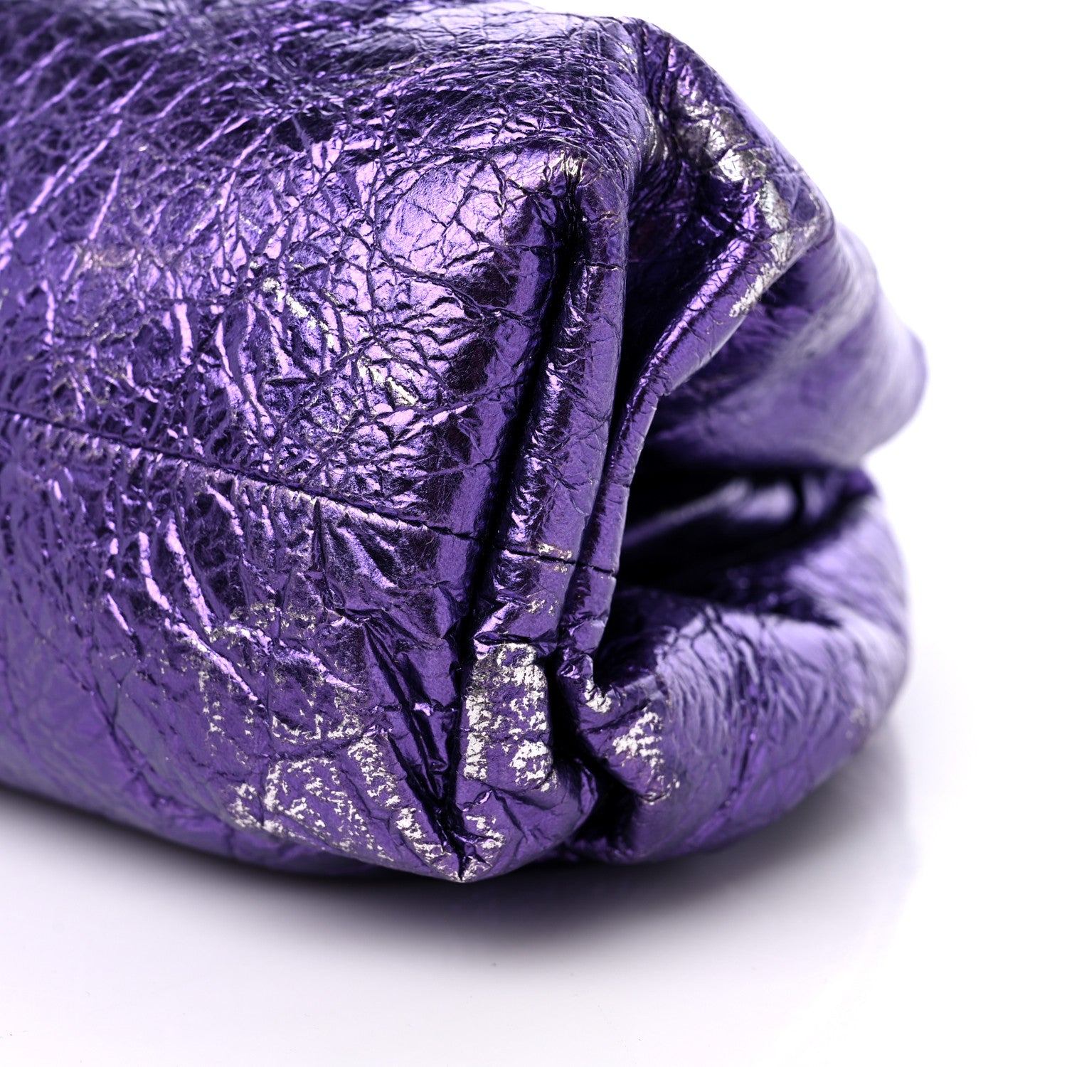Bottega Veneta Metallic Crinkled Lambskin The Pouch Viola 8 of 14