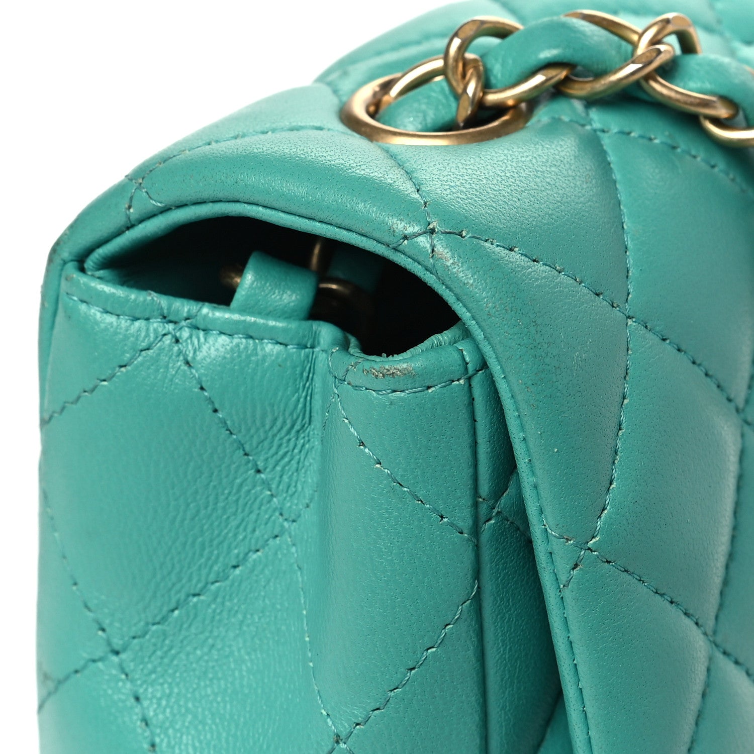 Chanel Lambskin Quilted Mini Rectangular Flap Turquoise 15 of 19