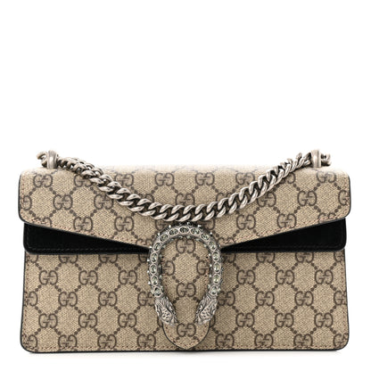 Gucci GG Supreme Monogram Suede Crystal Small Dionysus Shoulder Bag Beige Ebony Black 1 of 11