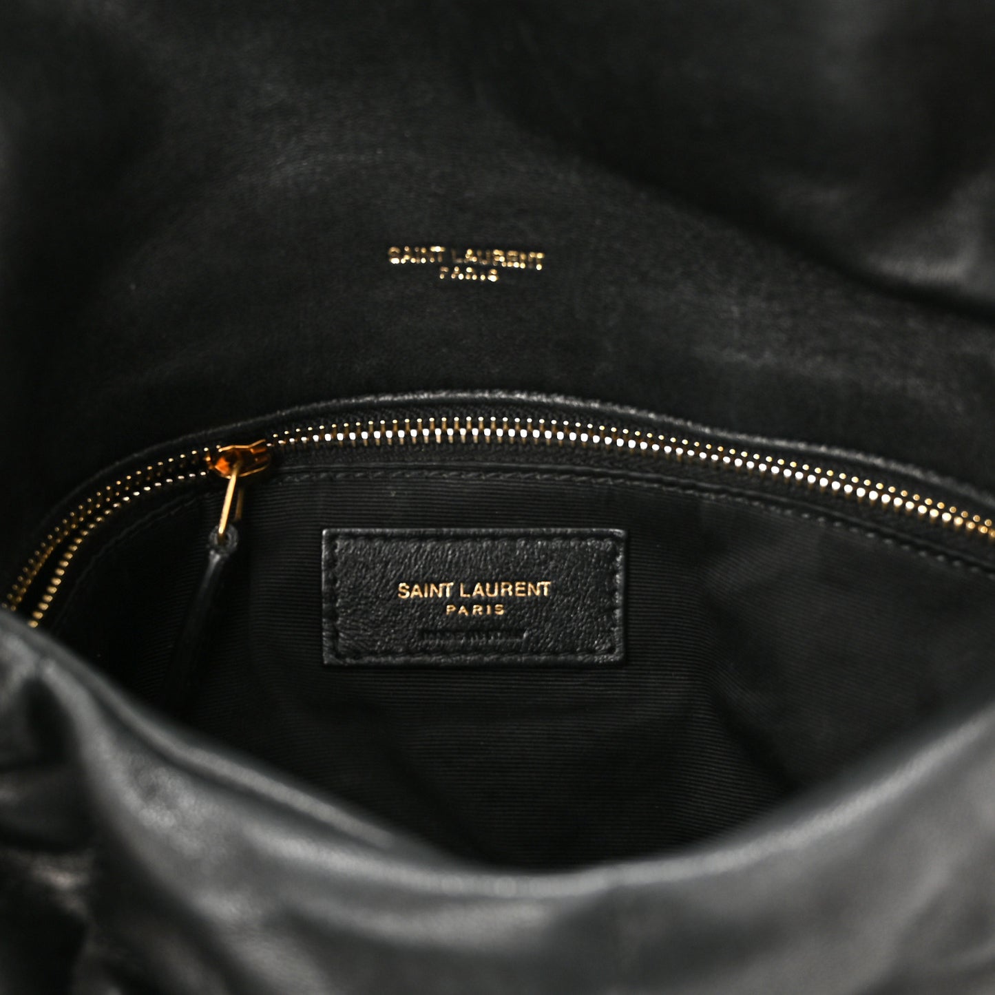 Lambskin Quilted Medium Loulou Puffer Monogram Chain Satchel Black
