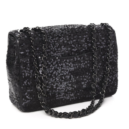Chanel Sequin Lambskin Medium Moonlight on Water Flap Black 2 of 9