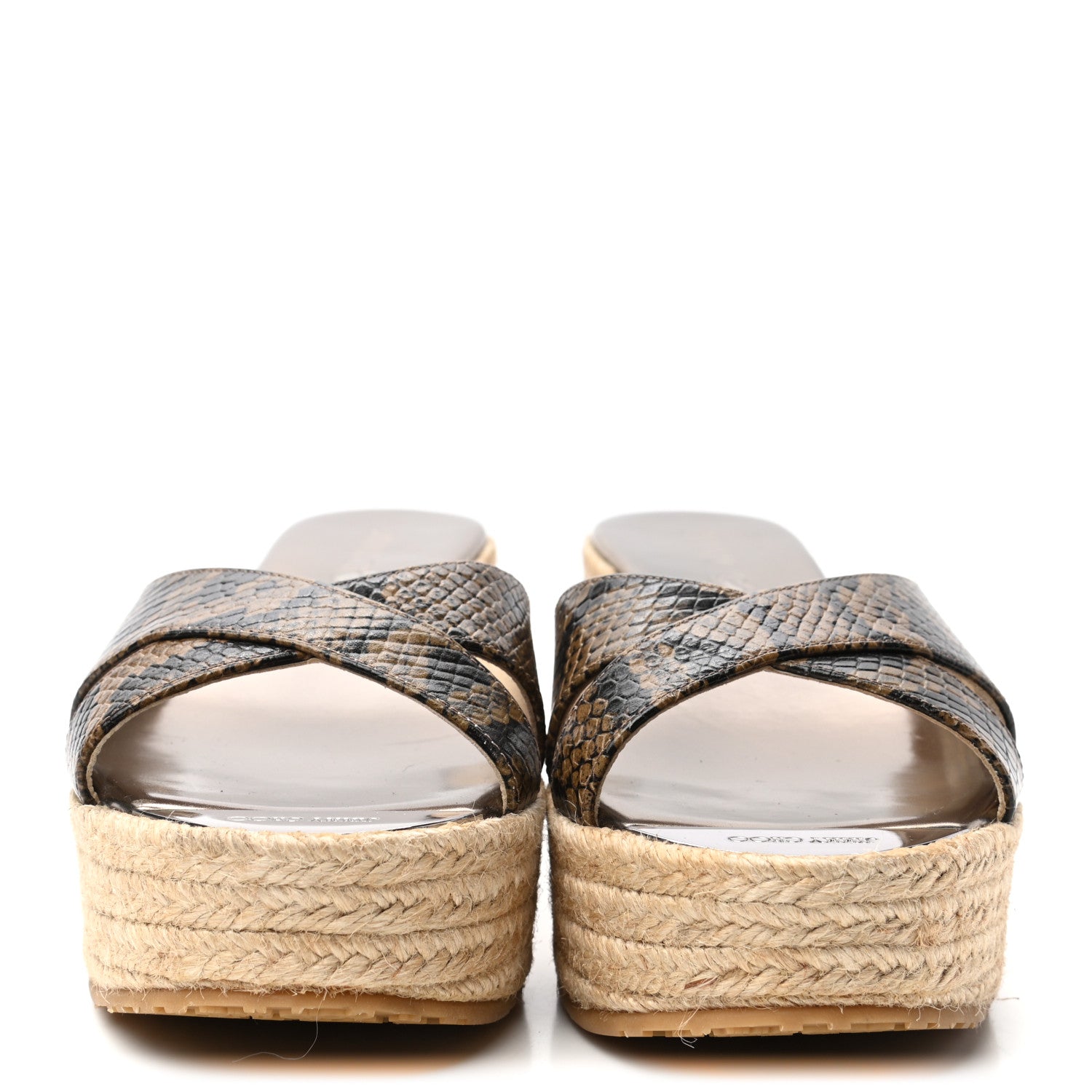 Jimmy Choo Snakeskin Prima Espadrille Wedge Sandals 38 Brown 2 of 8
