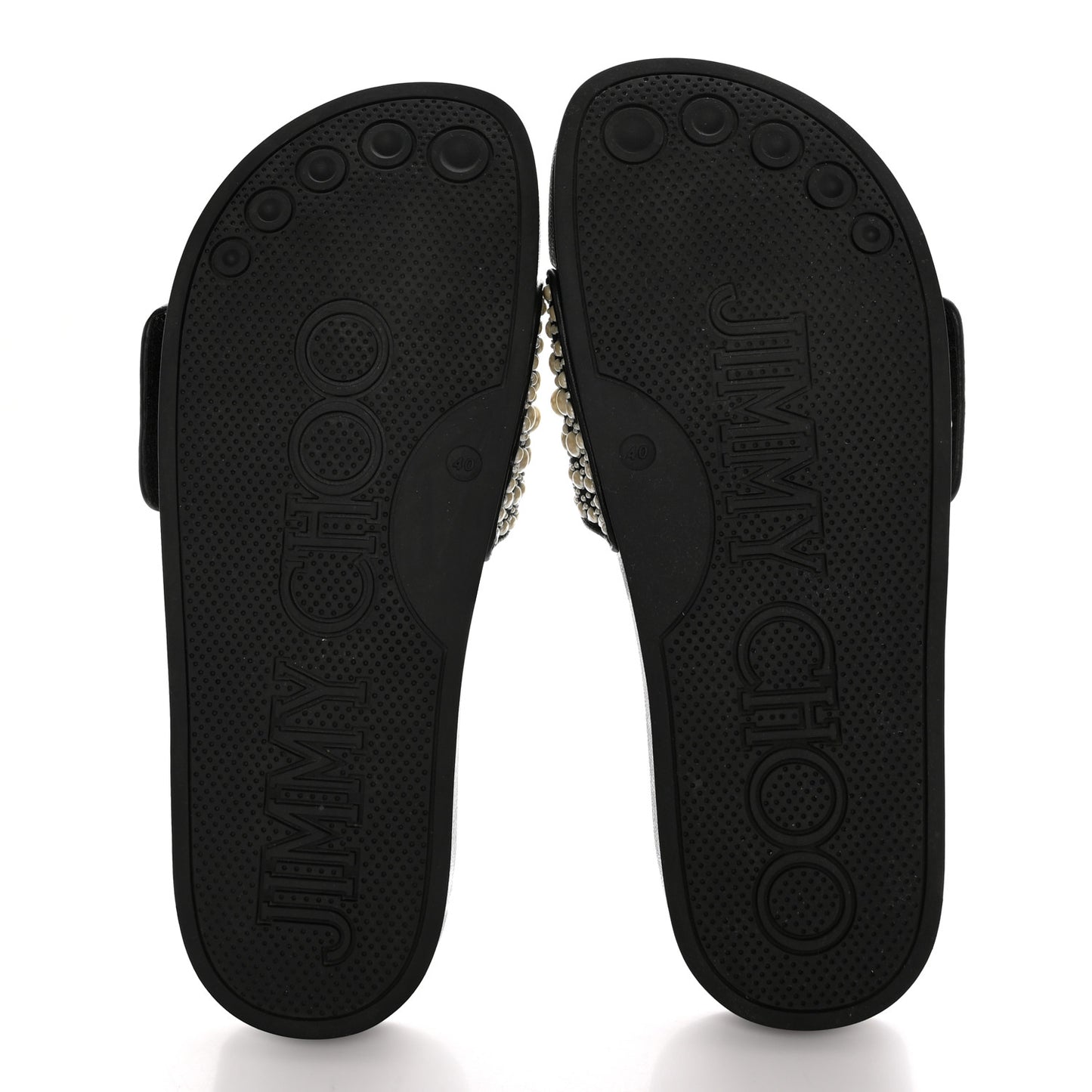 Canvas Pearl Embellished Fitz Slide Sandals 40 Black