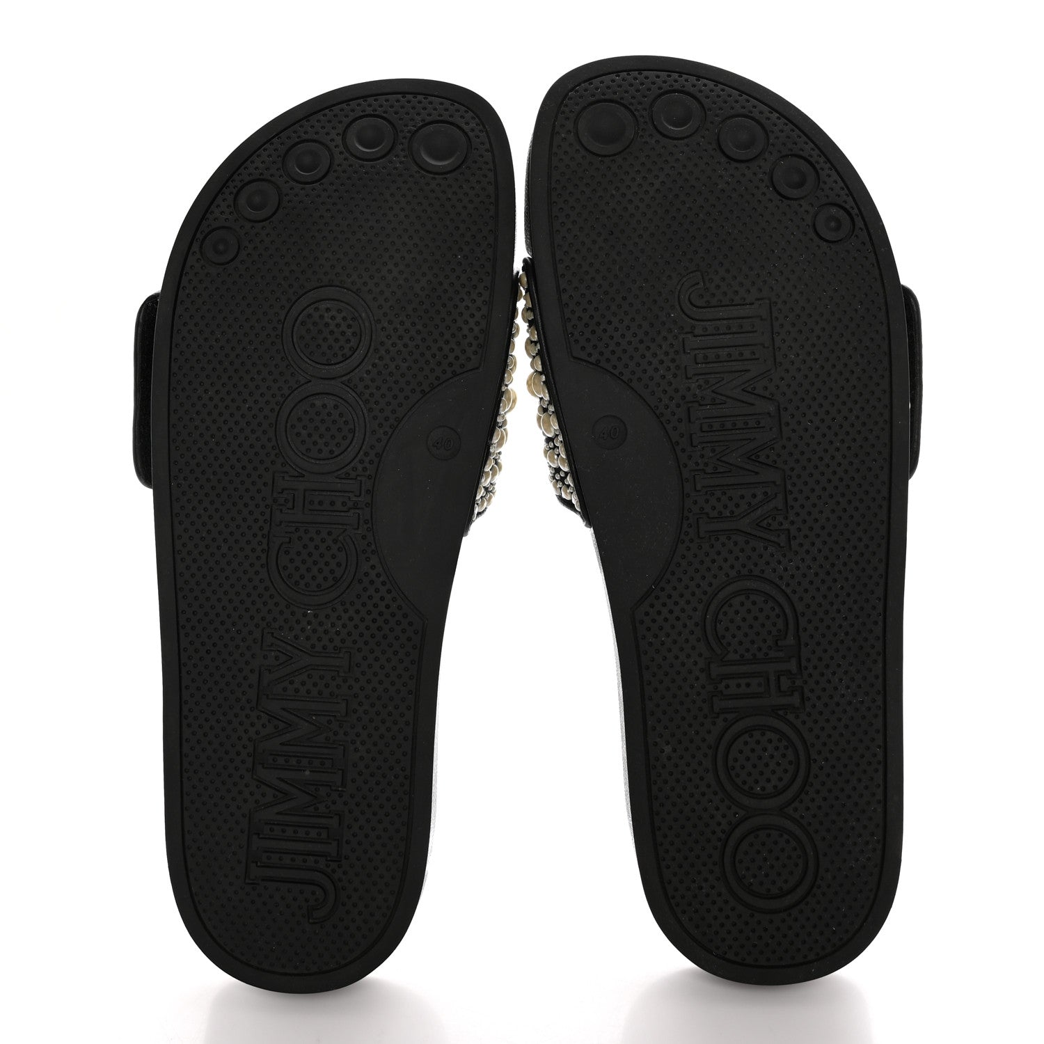 Jimmy Choo Canvas Pearl Embellished Fitz Slide Sandals 40 Black 5 of 12