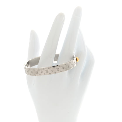 Louis Vuitton Brass Palladium Plated Nanogram Cuff S Silver 2 of 4