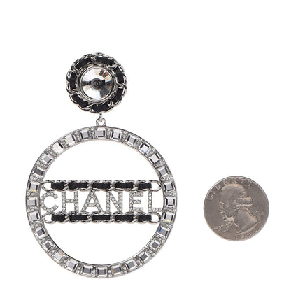 Chanel Baguette Crystal CC Hoop Earrings Silver 2 of 4
