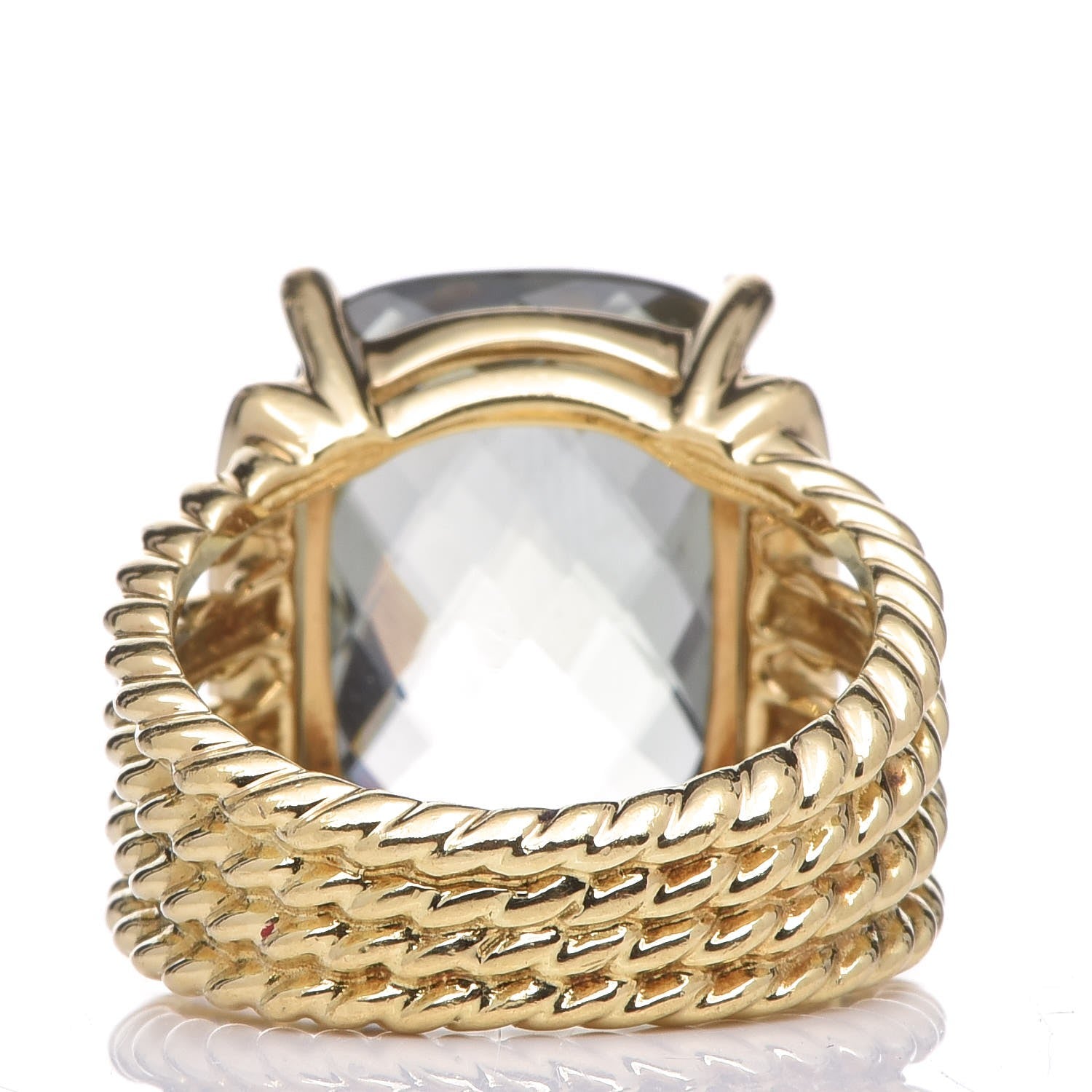 David Yurman 18K Yellow Gold Diamond Prasiolite 16mm Wheaton Ring 52 6 9 of 11