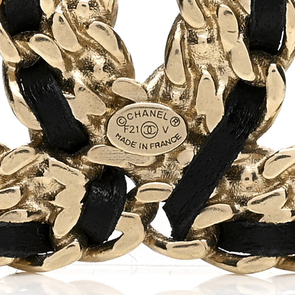 Chanel Lambskin Crystal Vintage Allure CC Chain Brooch Black Gold 3 of 3