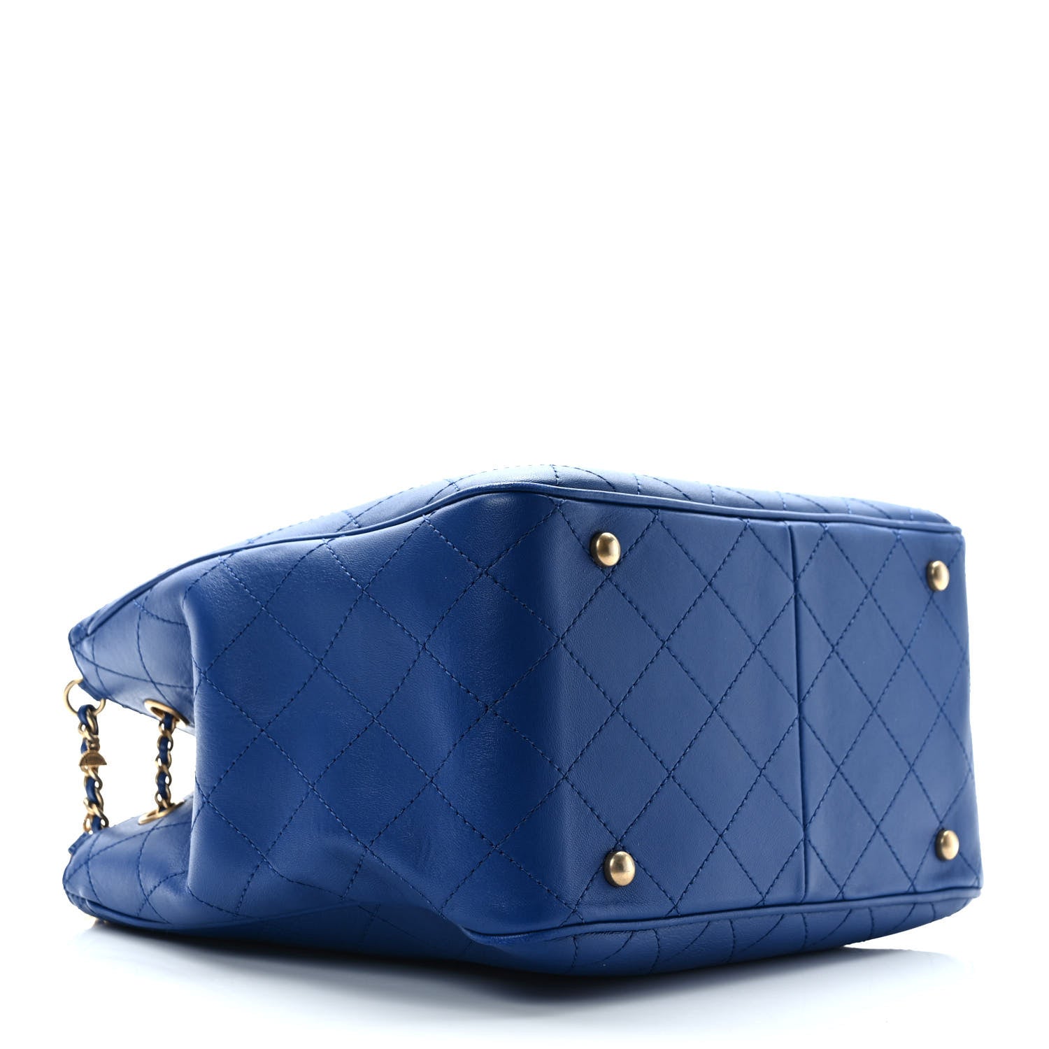 Chanel Calfskin Stitched Egyptian Amulet Drawstring Bag Blue 4 of 9