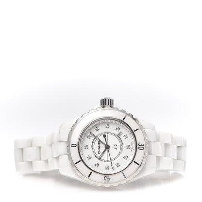 Chanel Stainless Steel Ceramic Diamond 33mm J12 Quartz Watch White 3 of 8