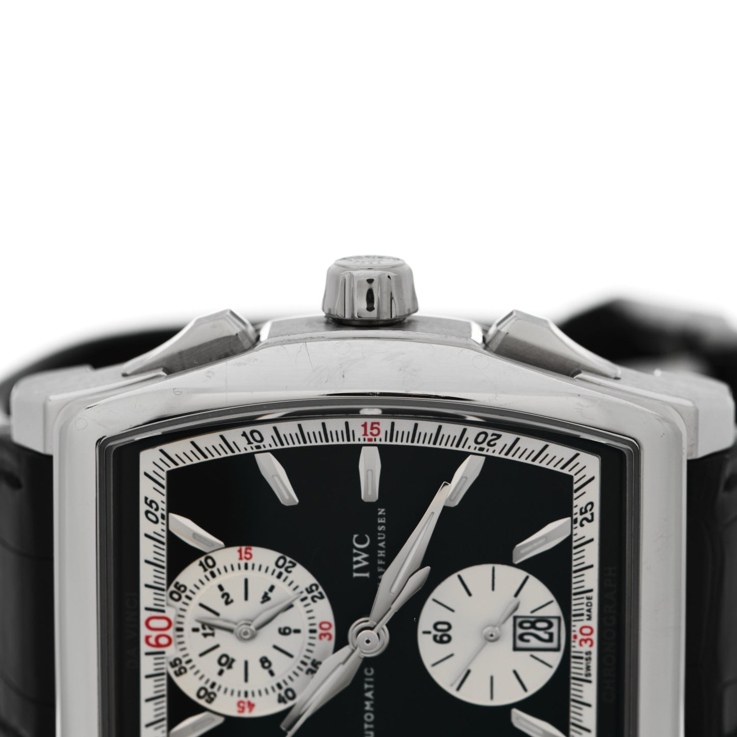 Stainless Steel Alligator 43mm Da Vinci Chronograph Automatic Watch Black IW376403