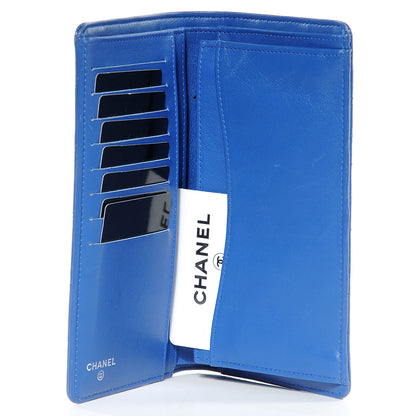 Chanel Patent Quilted Yen Wallet Dark Blue 6 of 8