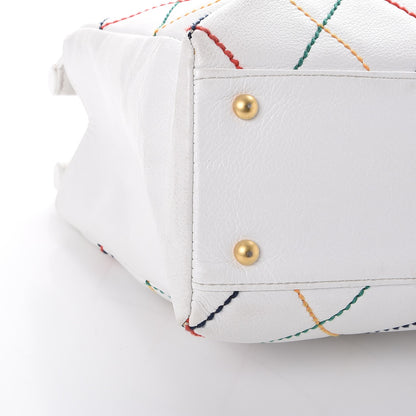 Chanel Calfskin Multicolor Stitch Tote White 17 of 18