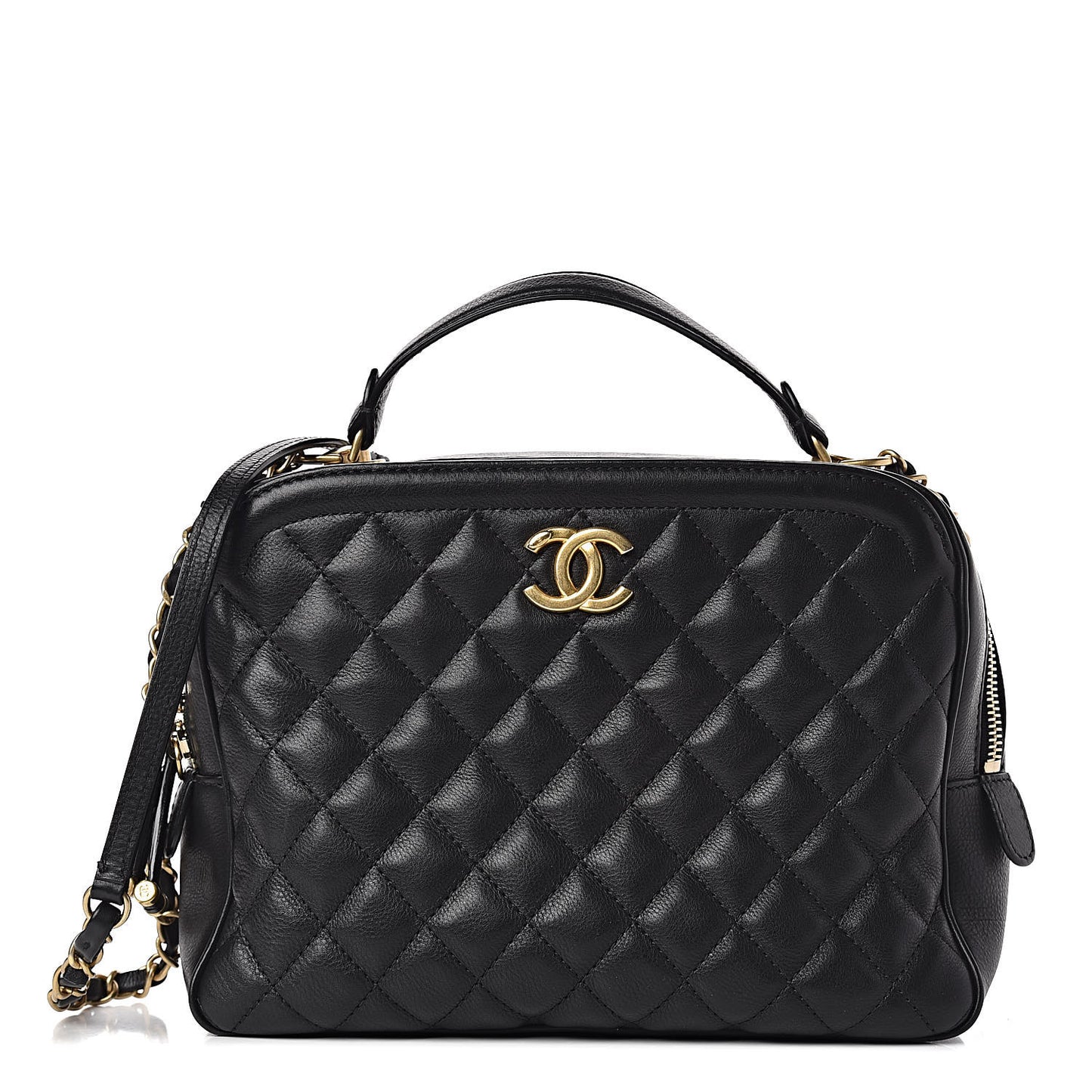 Calfskin Quilted CC Medium Vanity Case Black