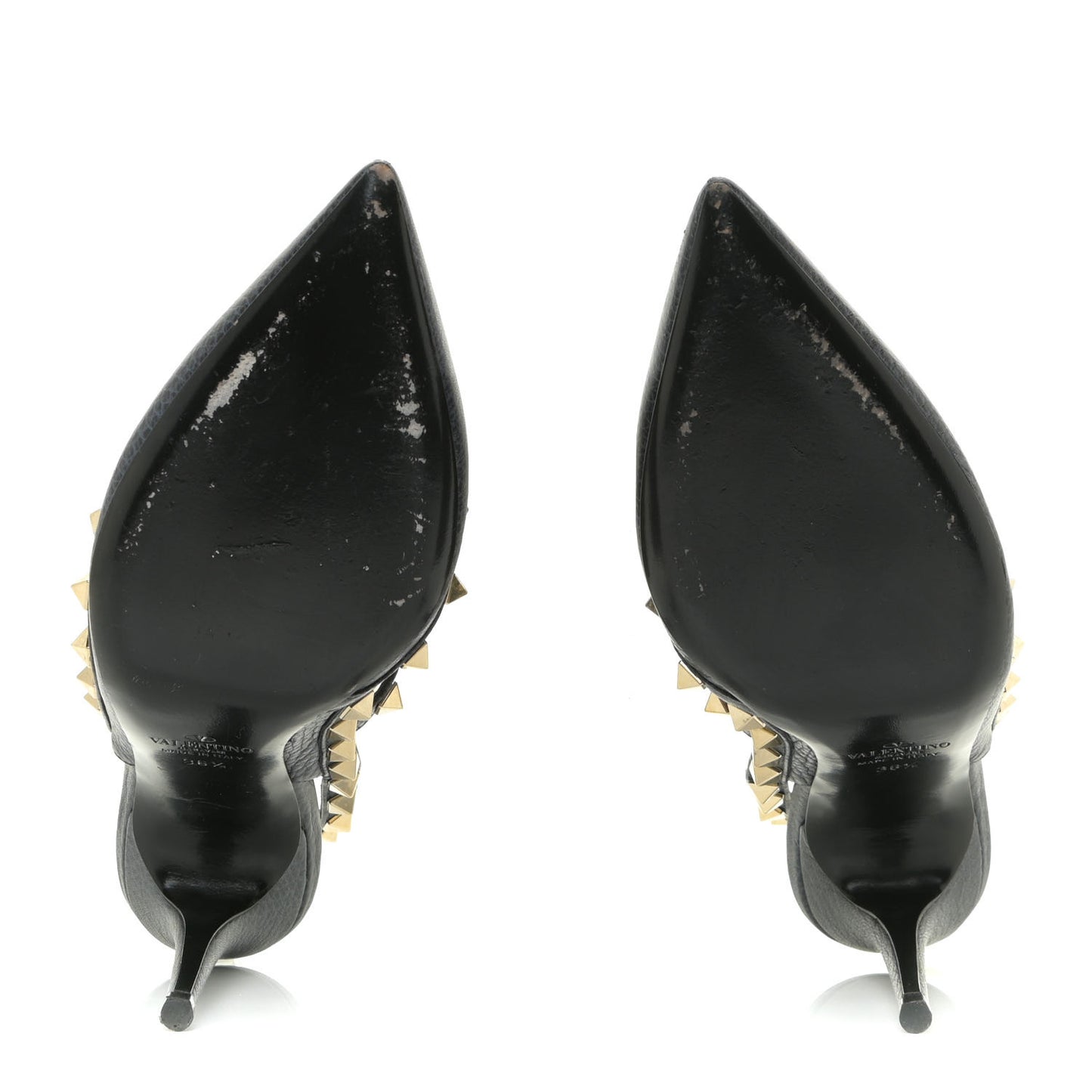 Pebbled Calfskin Rockstud Ankle Strap 100mm Pumps 36.5 Deep Denim
