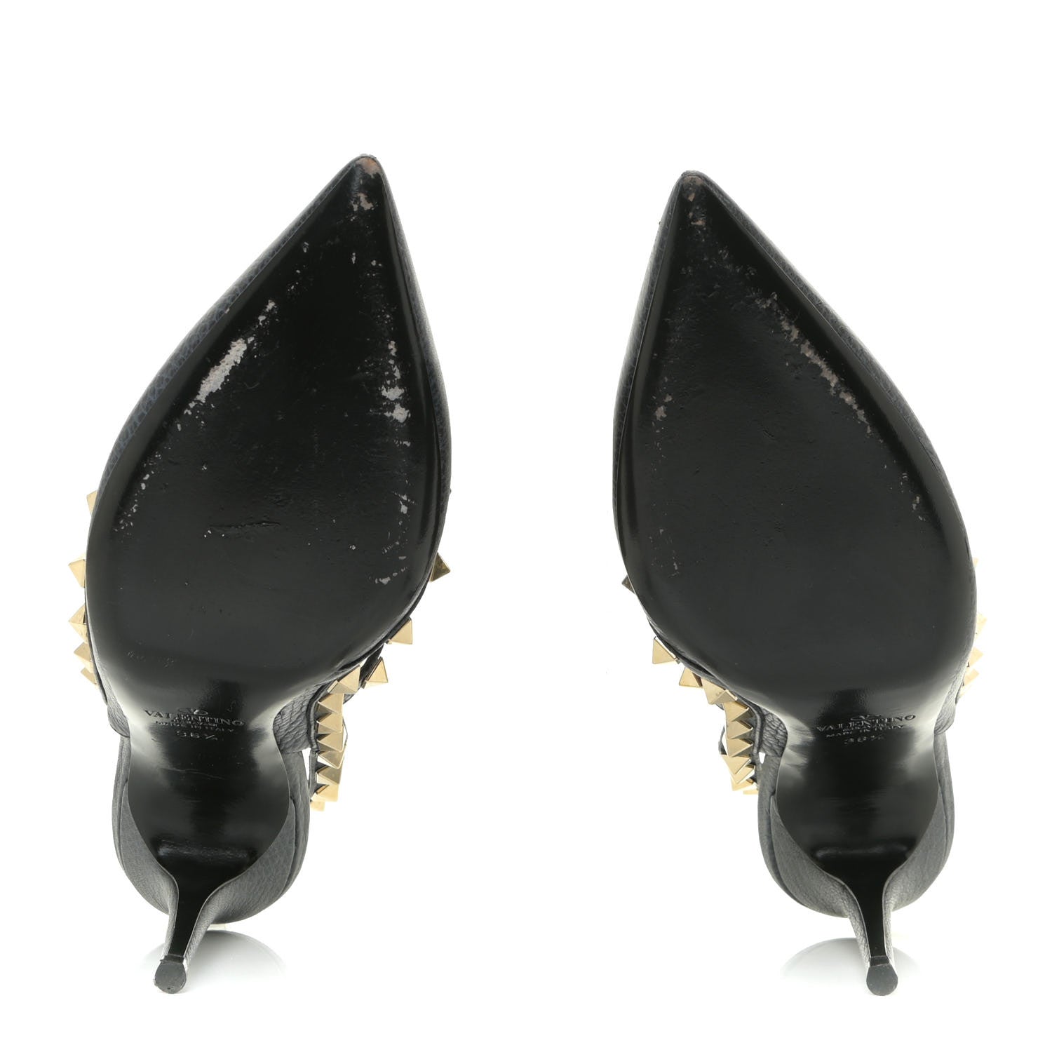 Valentino Garavani Pebbled Calfskin Rockstud Ankle Strap 100mm Pumps 36.5 Deep Denim 6 of 14